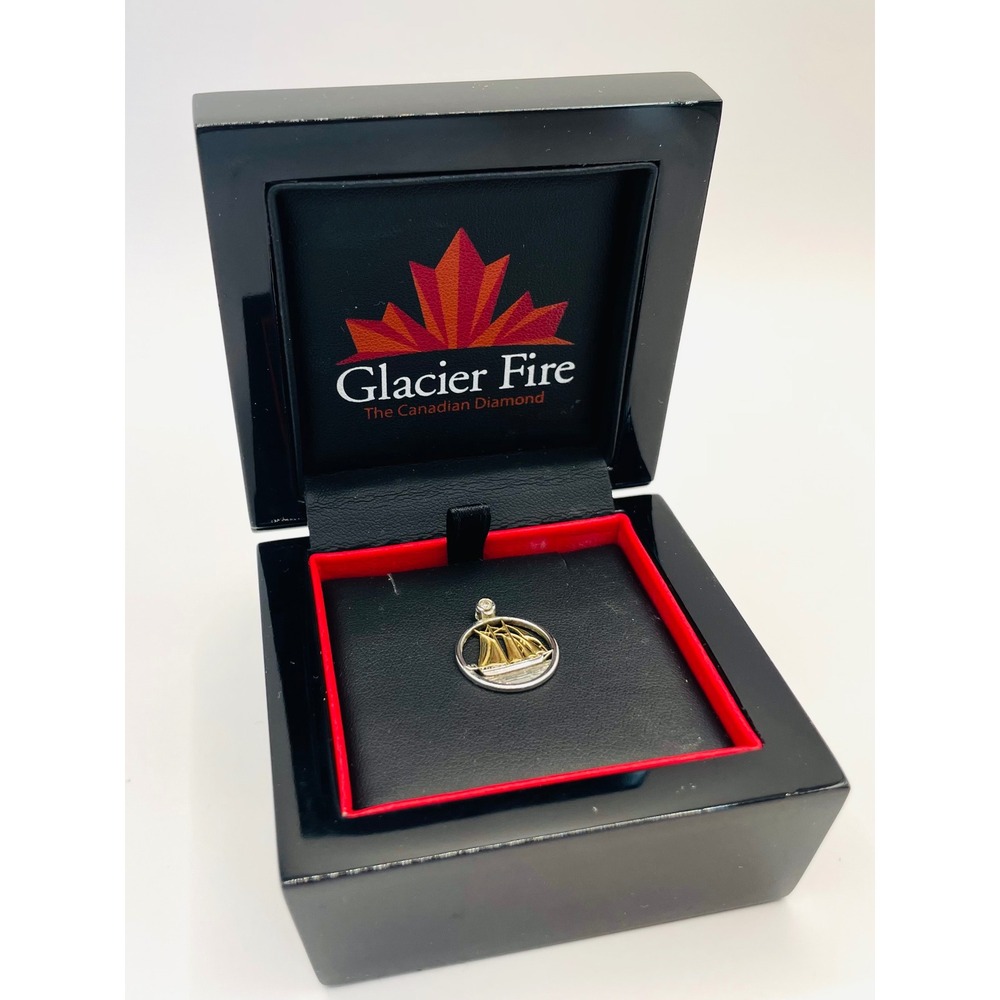 Glacier Fire Canadian Diamond Bluenose Pendant 925 Silver 10K Gold with gift box